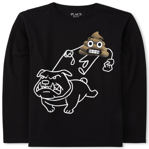 

Boys Boys Emoji Dog Graphic Tee - Black T-Shirt - The Children's Place