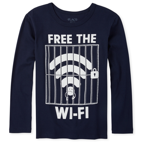 

Boys Boys Wifi Graphic Tee - Blue T-Shirt - The Children's Place