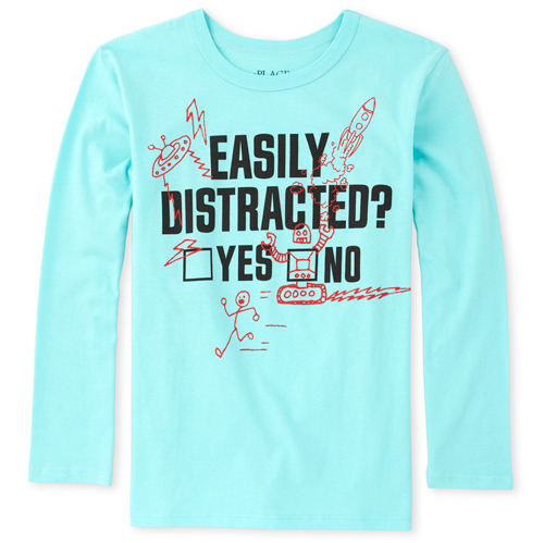 

Boys Boys Distracted Graphic Tee - Blue T-Shirt - The Children's Place