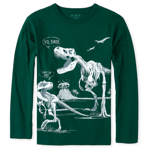 

Boys Boys Dino Bro Matching Graphic Tee - Green T-Shirt - The Children's Place