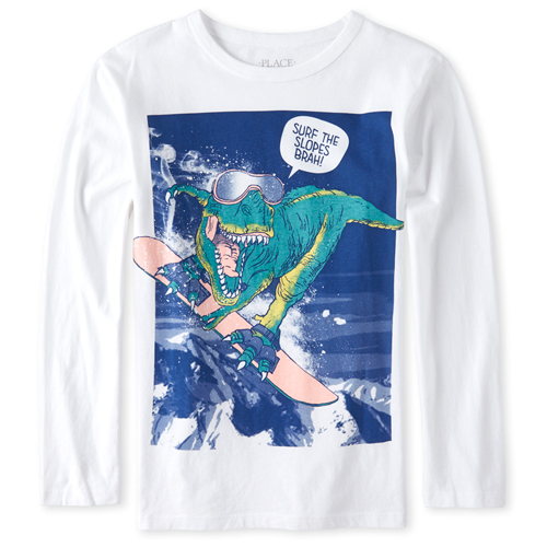 

Boys Boys Dino Snowboard Graphic Tee - White T-Shirt - The Children's Place