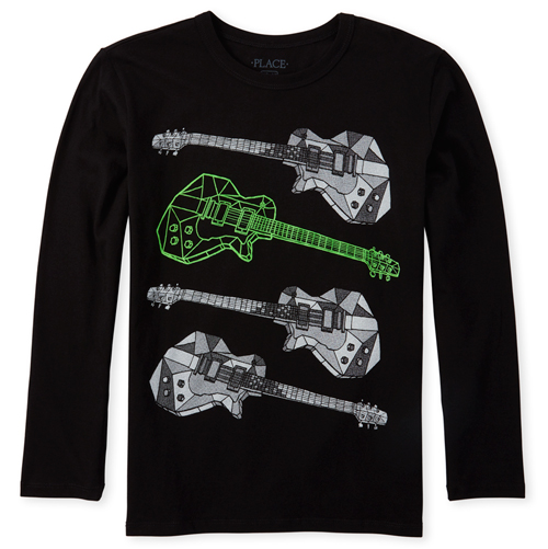 

Boys Boys Geo Guitar Graphic Tee - Black T-Shirt - The Children's Place