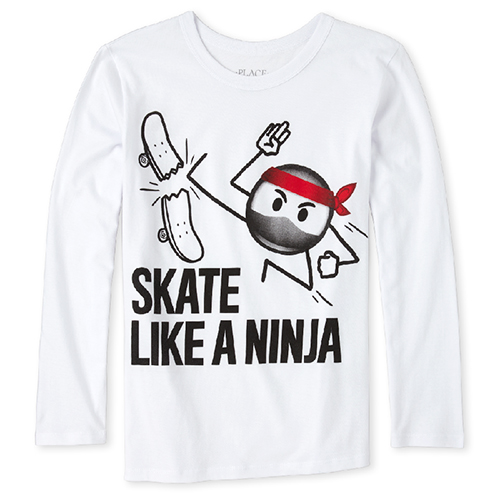 

s Boys Skater Ninja Graphic Tee - White T-Shirt - The Children's Place