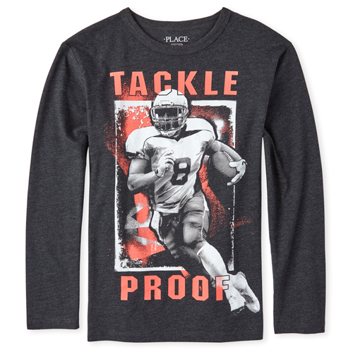

s Boys Football Graphic Tee - Black T-Shirt - The Children's Place