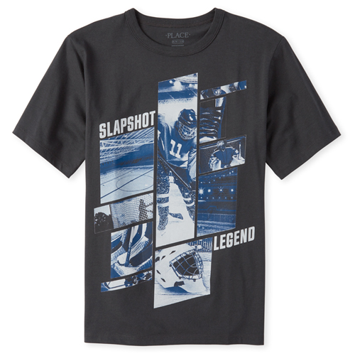 

s Boys Hockey Graphic Tee - Gray T-Shirt - The Children's Place