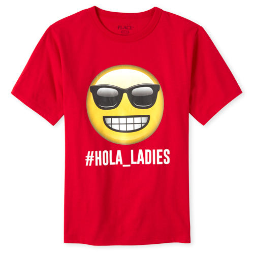 

s Boys Hola Ladies Emoji Graphic Tee - Red T-Shirt - The Children's Place