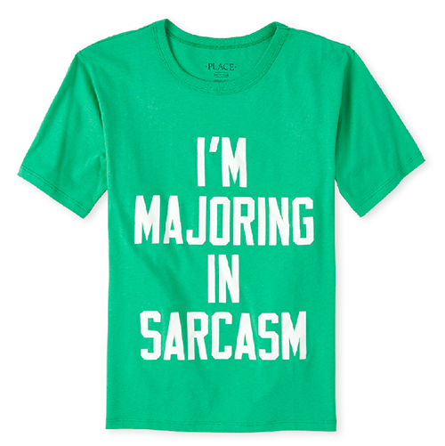 

s Boys Sarcasm Graphic Tee - Green T-Shirt - The Children's Place