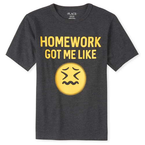 

s Boys Homework Graphic Tee - Black T-Shirt - The Children's Place