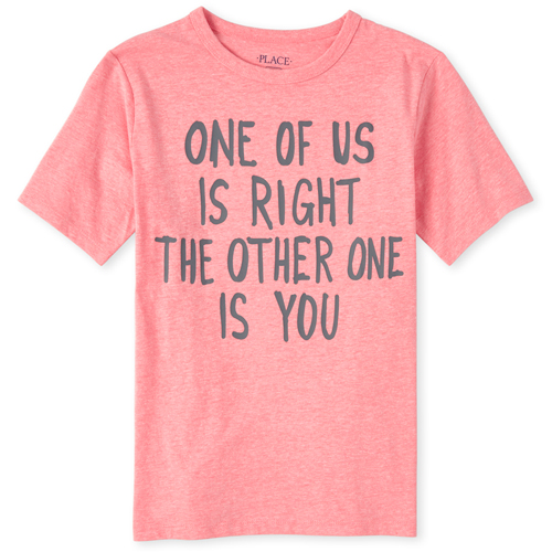 

Boys Boys Right Graphic Tee - Pink T-Shirt - The Children's Place