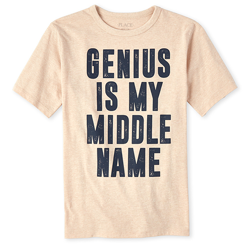 

Boys Boys Genius Graphic Tee - Brown T-Shirt - The Children's Place