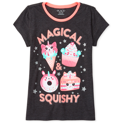 

Girls Glitter Caticorn Graphic Tee - Gray T-Shirt - The Children's Place