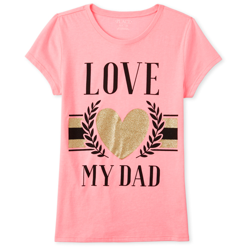 

s Glitter Dad Graphic Tee - Pink T-Shirt - The Children's Place