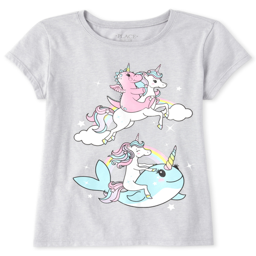 

s Glitter Unicorn Graphic Tee - Blue T-Shirt - The Children's Place