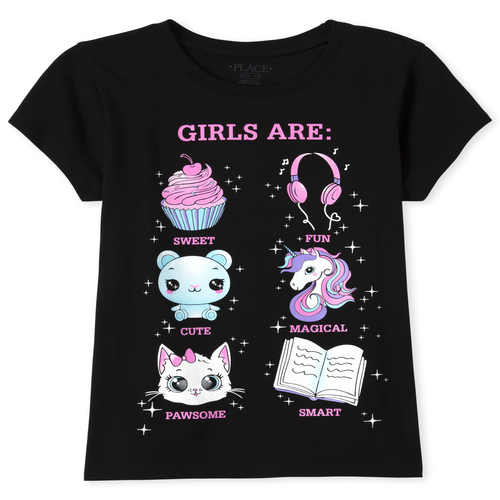 

Girls Glitter Definition Graphic Tee - Black T-Shirt - The Children's Place