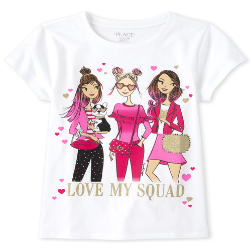

s Glitter Squad Graphic Tee - White T-Shirt - The Children's Place