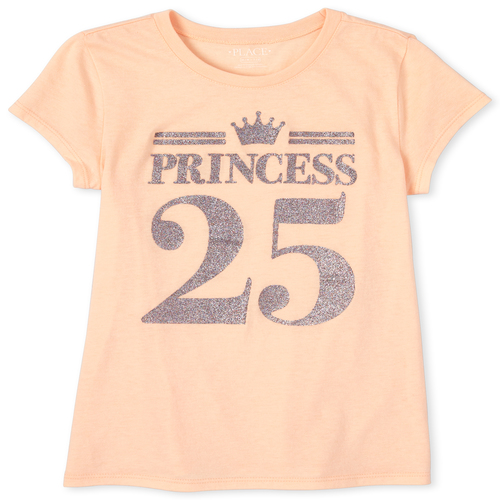 

s Glitter Princess Graphic Tee - Orange T-Shirt - The Children's Place