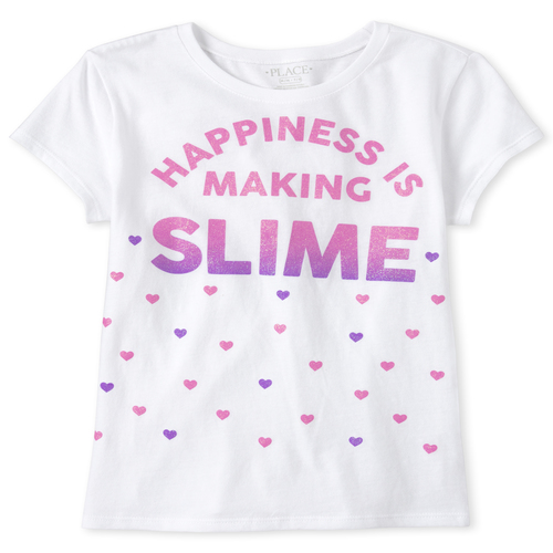

Girls Glitter Slime Graphic Tee - White T-Shirt - The Children's Place