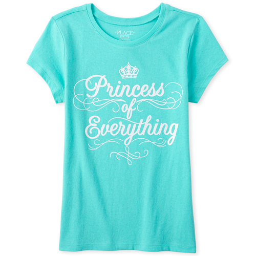 

Girls Glitter Princess Graphic Tee - Blue T-Shirt - The Children's Place