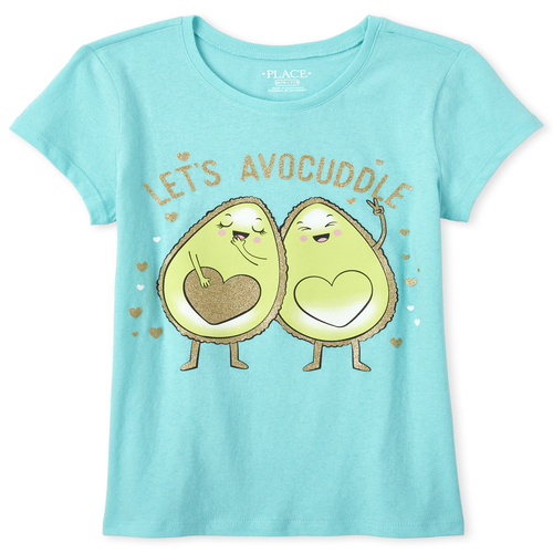 

Girls Glitter Avocado Graphic Tee - Blue T-Shirt - The Children's Place