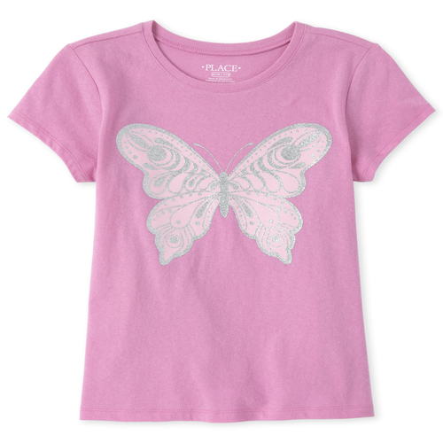 

s Glitter Butterfly Graphic Tee - Purple T-Shirt - The Children's Place