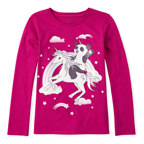 

s Glitter Unicorn Panda Graphic Tee - Pink T-Shirt - The Children's Place