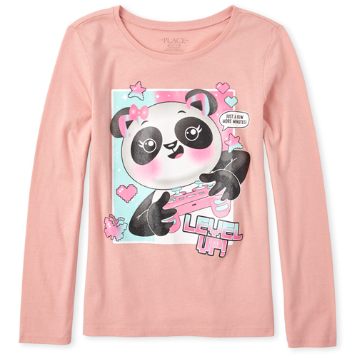 

s Panda Video Game Graphic Tee - Pink T-Shirt - The Children's Place