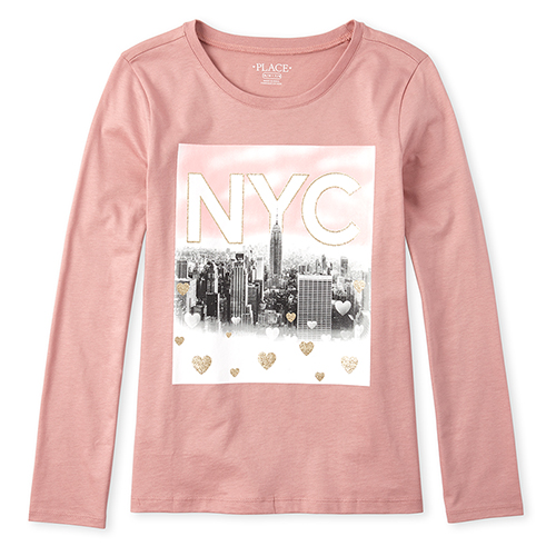 

Girls Glitter Nyc Graphic Tee - Red T-Shirt - The Children's Place