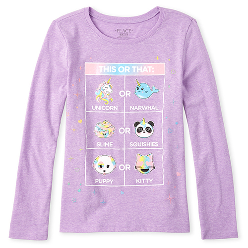 

Girls Glitter Critters Graphic Tee - Purple T-Shirt - The Children's Place