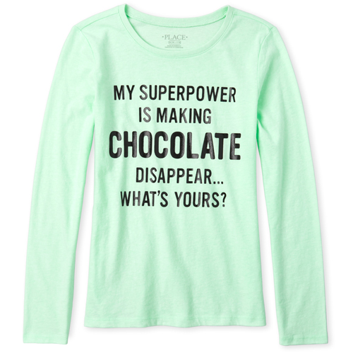 

Girls Chocolate Graphic Tee - Green T-Shirt - The Children's Place