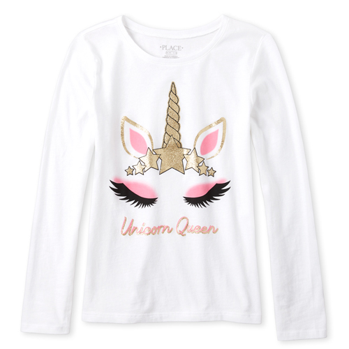

s Mommy And Me Glitter Unicorn Queen Matching Graphic Tee - White T-Shirt - The Children's Place