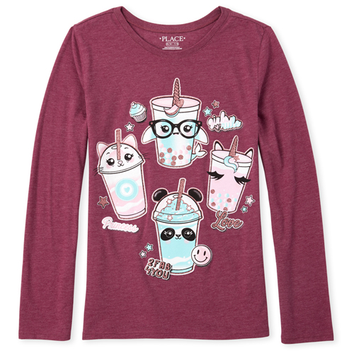 

s Glitter Unicorn Shake Graphic Tee - Red T-Shirt - The Children's Place