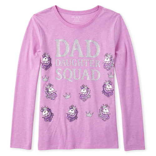 

s Glitter Dad Squad Graphic Tee - Purple T-Shirt - The Children's Place