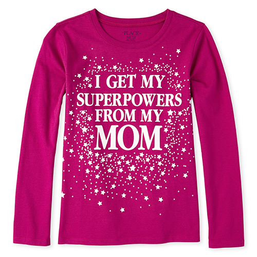 

s Glitter Mom Graphic Tee - Pink T-Shirt - The Children's Place
