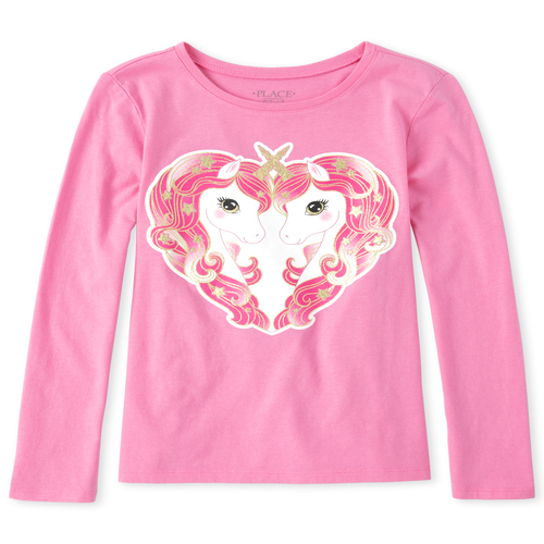 

s Mommy And Me Glitter Unicorn Heart Matching Graphic Tee - Pink T-Shirt - The Children's Place