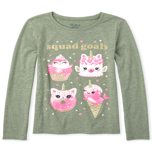 

s Glitter Caticorn Graphic Tee - Green T-Shirt - The Children's Place