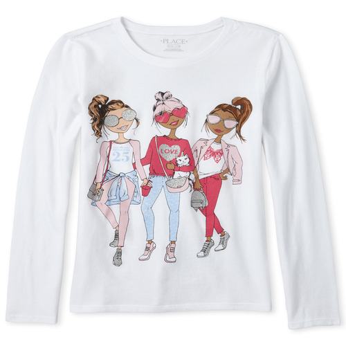 

s Glitter Squad Graphic Tee - White T-Shirt - The Children's Place