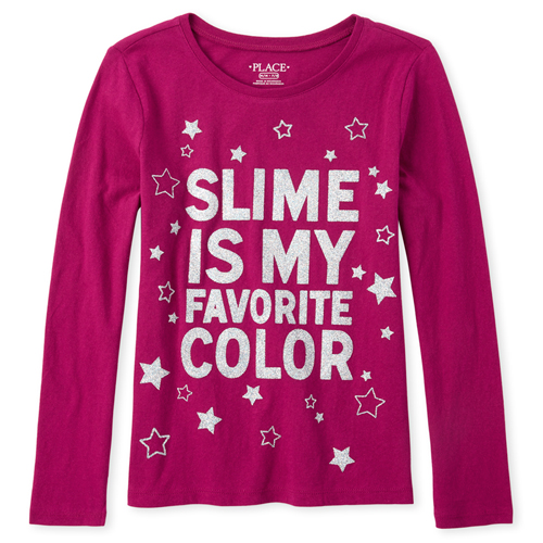 

Girls Glitter Slime Graphic Tee - Pink T-Shirt - The Children's Place