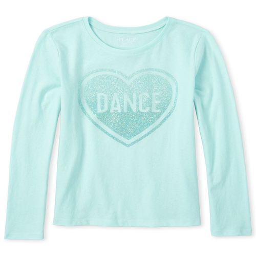 

Girls Glitter Dance Graphic Tee - Green T-Shirt - The Children's Place