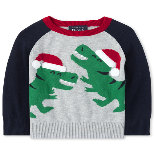 

s Toddler And Boys Merry Rex-Mas Sweater - Gray - The Children's Place