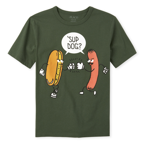 

Boys Boys Hot Dog Graphic Tee - Green T-Shirt - The Children's Place