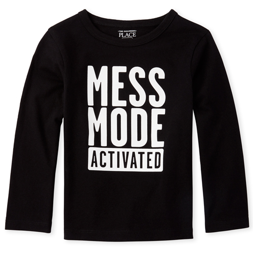 

s Baby And Toddler Boys Mess Mode Graphic Tee - Black T-Shirt - The Children's Place