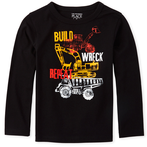 

s Baby And Toddler Boys Trouble Graphic Tee - Black T-Shirt - The Children's Place
