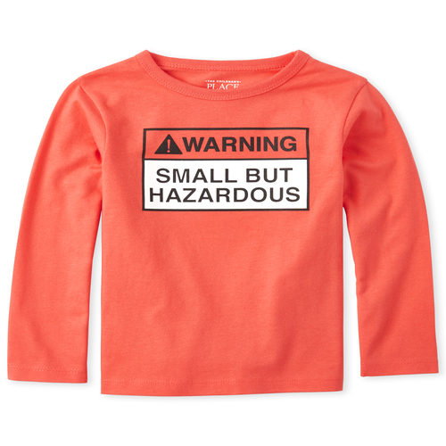 

s Baby And Toddler Boys Warning Graphic Tee - Orange T-Shirt - The Children's Place