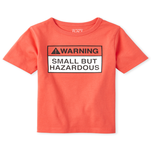 

s Baby And Toddler Boys Warning Graphic Tee - Orange T-Shirt - The Children's Place