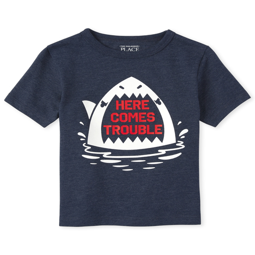 

s Baby And Toddler Boys Shark Graphic Tee - Blue T-Shirt - The Children's Place