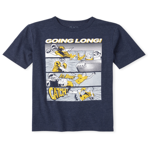 

Boys Boys Football Comic Graphic Tee - Blue T-Shirt - The Children's Place