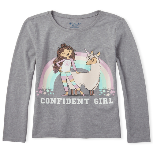 

Girls Glitter Llamacorn Graphic Tee - Gray T-Shirt - The Children's Place
