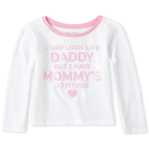 

s Baby And Toddler Glitter Mommy's Attitude Graphic Tee - White T-Shirt - The Children's Place