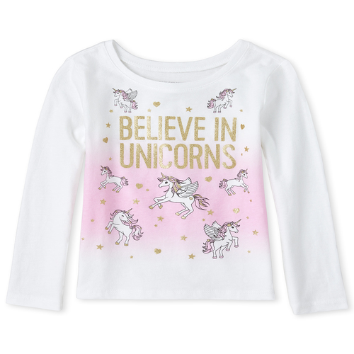 

s Baby And Toddler Glitter Unicorn Graphic Tee - White T-Shirt - The Children's Place