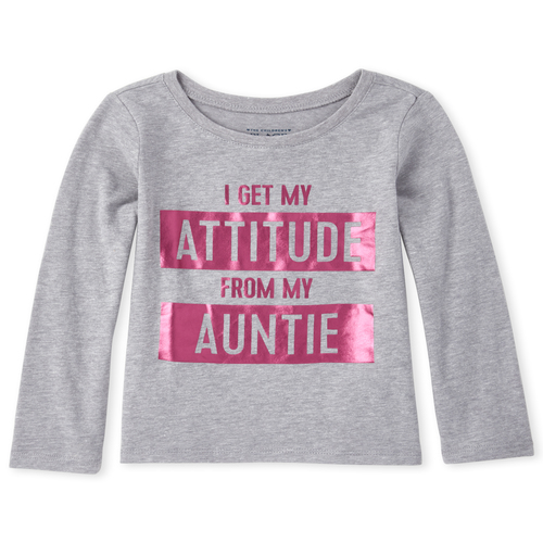 

s Baby And Toddler Matching Family Foil Auntie Graphic Tee - Gray T-Shirt - The Children's Place